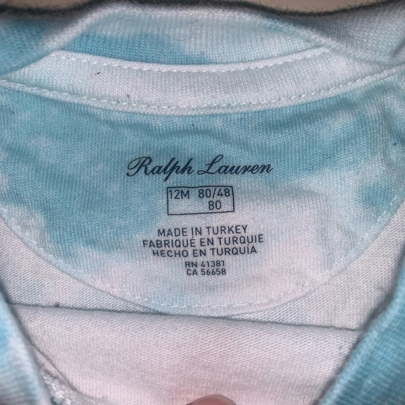 Ralph Lauren Polo Bear Fisherman Teal Aqua Blue Short Sleeve Tie-Dye Tee 12m - Picture 3 of 7